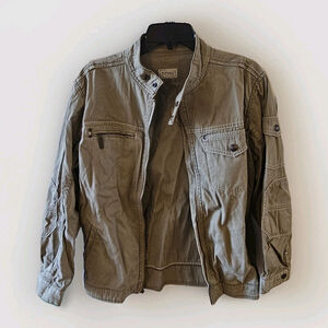 Buffalo David Bitton Mens Sm Jacket Cargo Military Utility Zip Coat Olive Green